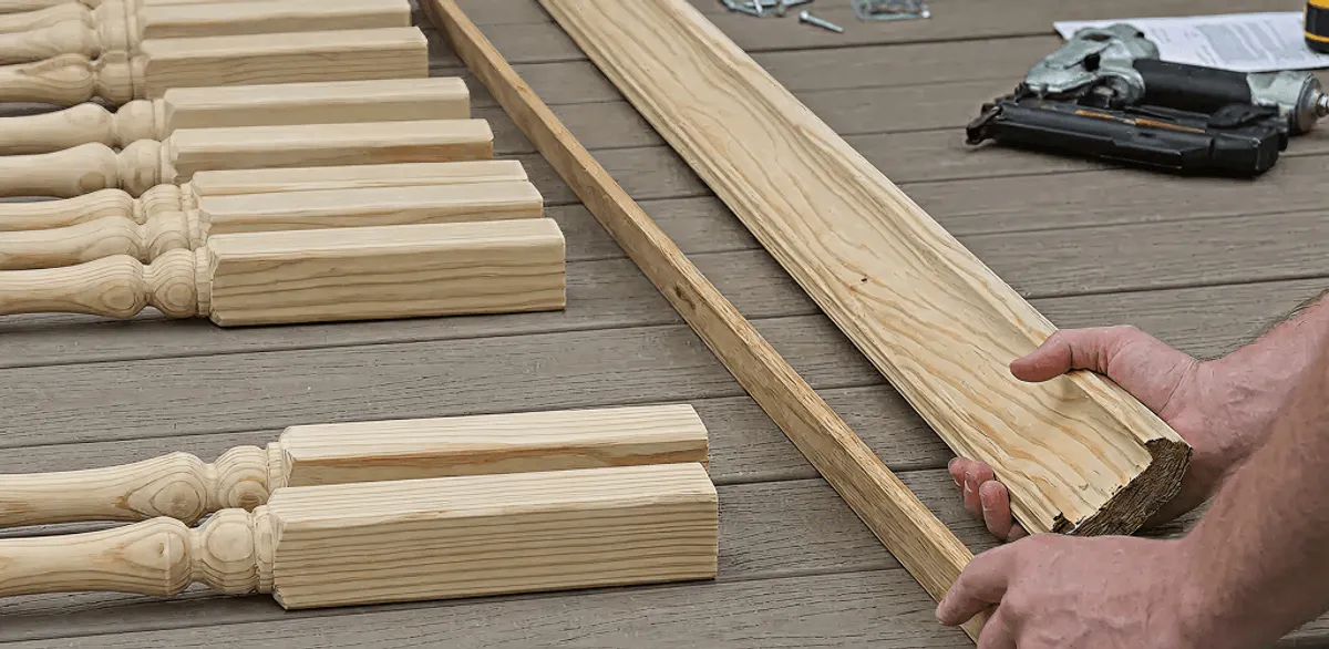 Handrail installation materials and wood components for stair rail work in Oklahoma City, OK